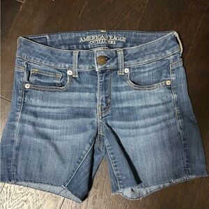 American Eagle Outfitters Blue Distressed Denim Shorts